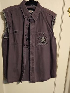 Harley-Davidson Men’s Sleeveless Button-Down Shirt - Washed Purple